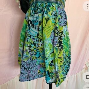 Asymmetrical Green and Blue Dress